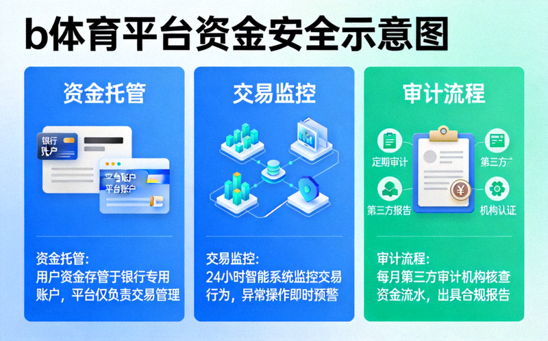 b体育平台资金安全示意图 - 展示资金托管、交易监控和审计流程