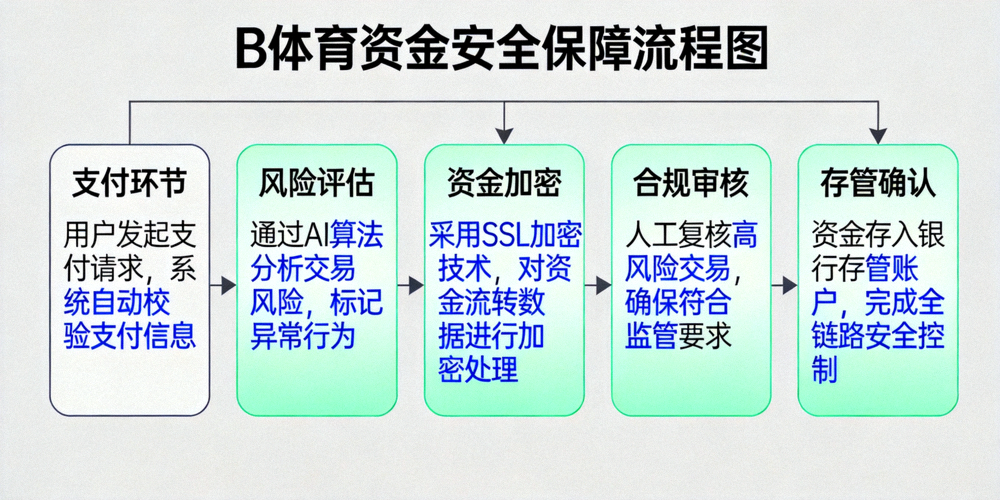 B体育资金安全保障流程图，展示从支付到资金存管的全链路安全控制