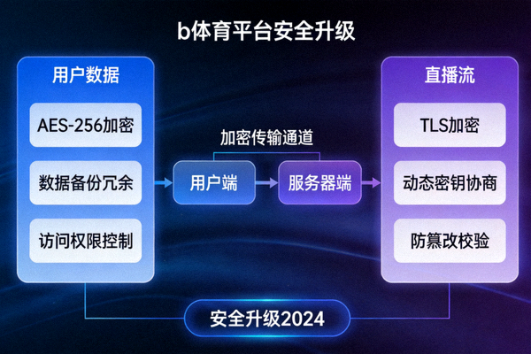 b体育平台安全升级示意图，展示多重加密技术保护用户数据与直播流