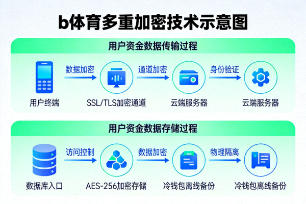 b体育多重加密技术示意图，展示用户资金数据在传输和存储过程中的安全防护层