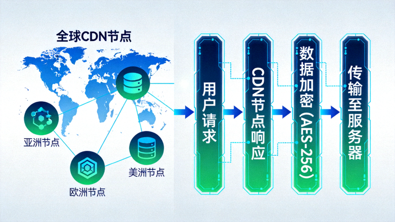 b体育平台技术架构示意图，展示全球CDN节点与数据加密流程